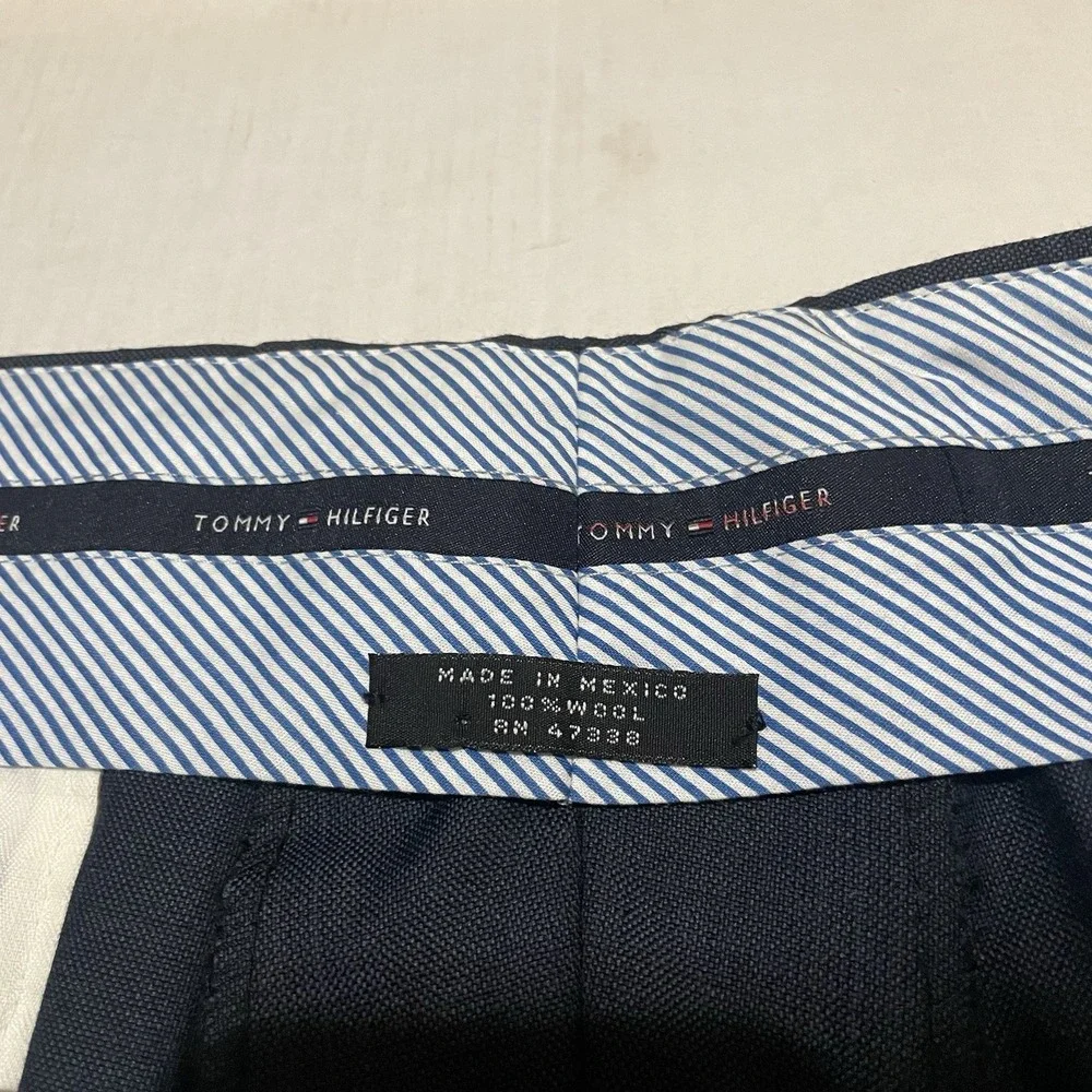 NWT Tommy Hilfiger Men's‎ Size 38 UNFINISHED HEM Worsted Wool Pants Blue Plaid